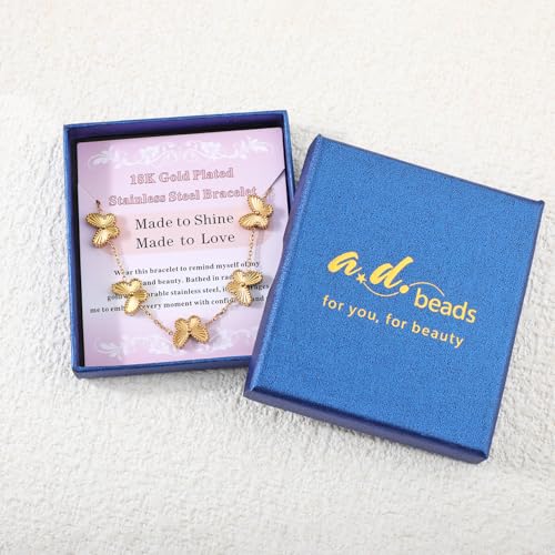 Image of 18K Gold Plated Stainless Steel Dainty Charms Colorful Crystal Birthstone Bracelet Minimalist Cute Jewelry for Women