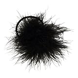 リアル オーストリッチファー ヘアゴム [ブラック] レディース シンプル しゅしゅ ふわふわ ダチョウ フェザー 羽毛 ボンボン