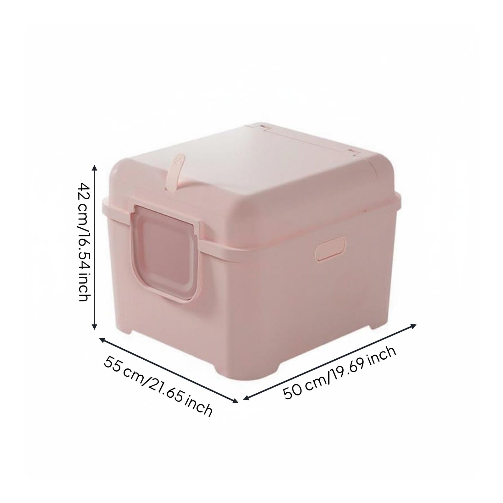 Arenero Enorme Cerrado Impermeable Arenero Cerrado Anti-Derrame para Gatos Maine Coon, Rosa Crema