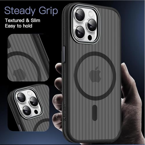 Image of KARWAN Polycarbonate Beam Magnetic Protective Cover Compatible with iPhone 14 Pro Camera & Body Protection|Anti Shock,Scratch Resistant|Precise Cutouts Modern Design|Wireless Charging (Black)