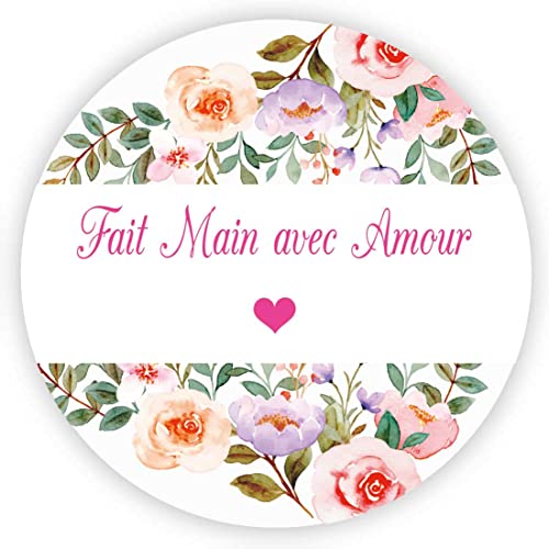 Lot De 100 Autocollants Ronds 4cm – Motifs Fleurs Et Cœurs, Pour Mariage, Anniversaire, Baptême, Emballage Cadeau DIY - 10