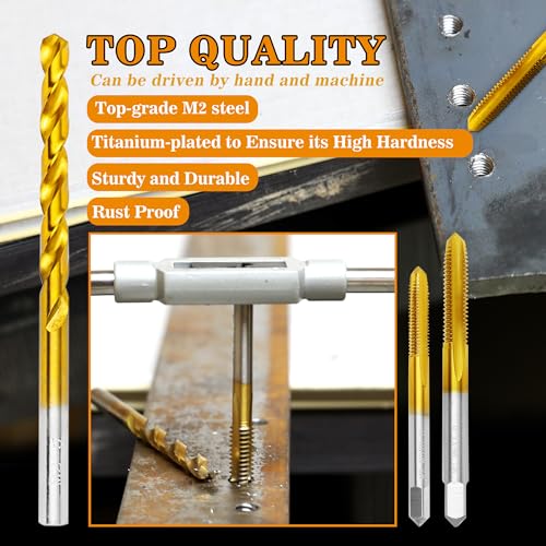 Image of 12Pcs Metric Drill and Tap Set with 1Pc Tap Wrench, M2 HSS Thread Tap Set from M2 to M6, Combination of Drill and Tap Set for Metal,with Box