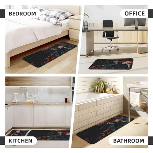 Alfombrillas de cocina confortables y acolchadas con alegres hongos rojos para suelos del hogar 7