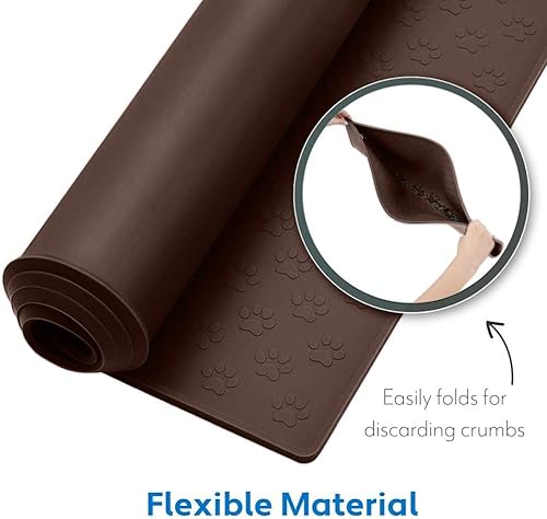 Miniatura 8 de MIGHTY MONKEY Tapete de silicona para perros, 100% impermeable, mantel individual de alimentación de mascotas para perros, gatos, cuencos para