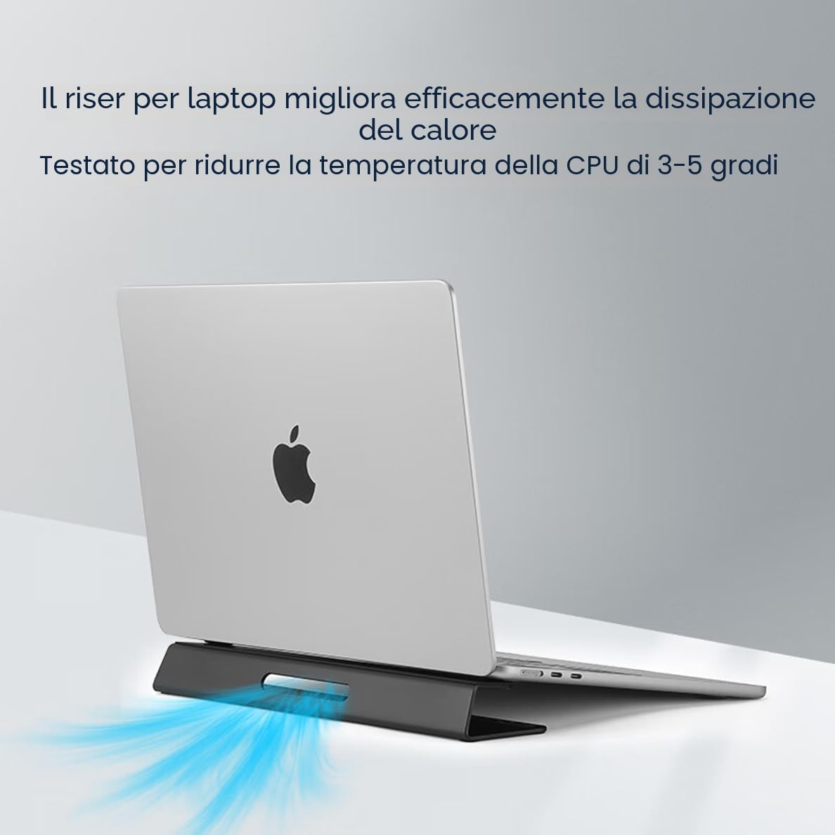 Supporto di Raffreddamento Alluminio per Laptop - Migliora Raffreddamento, Ergonomia, Stabilità e Versatilità - Compatibile con MacBook e tutti i Laptop, con righello