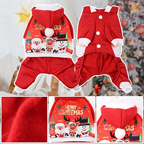 Yanmucy Pet Christmas Costumes Cat Christmas Outfit Dog Christmas Clothes Santa Costume Warm Hoodies Xmas Pet Clothes Suit for Small Medium Dogs Puppy Cats (Medium - Image 3
