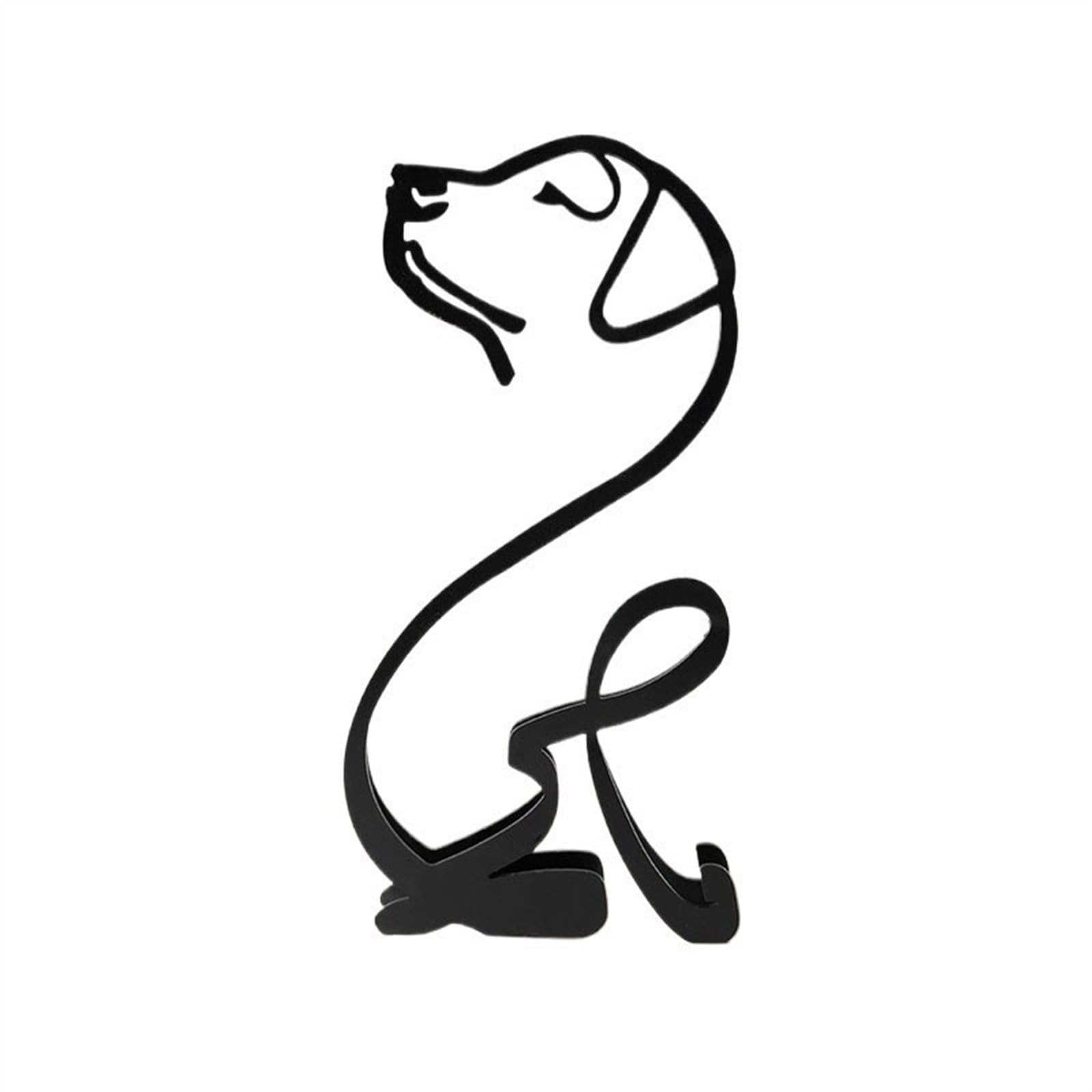 ZENY896V Sculptures Desktop Ornaments Modern Iron Lines Dog Crafts Home Decorations Decor(A)