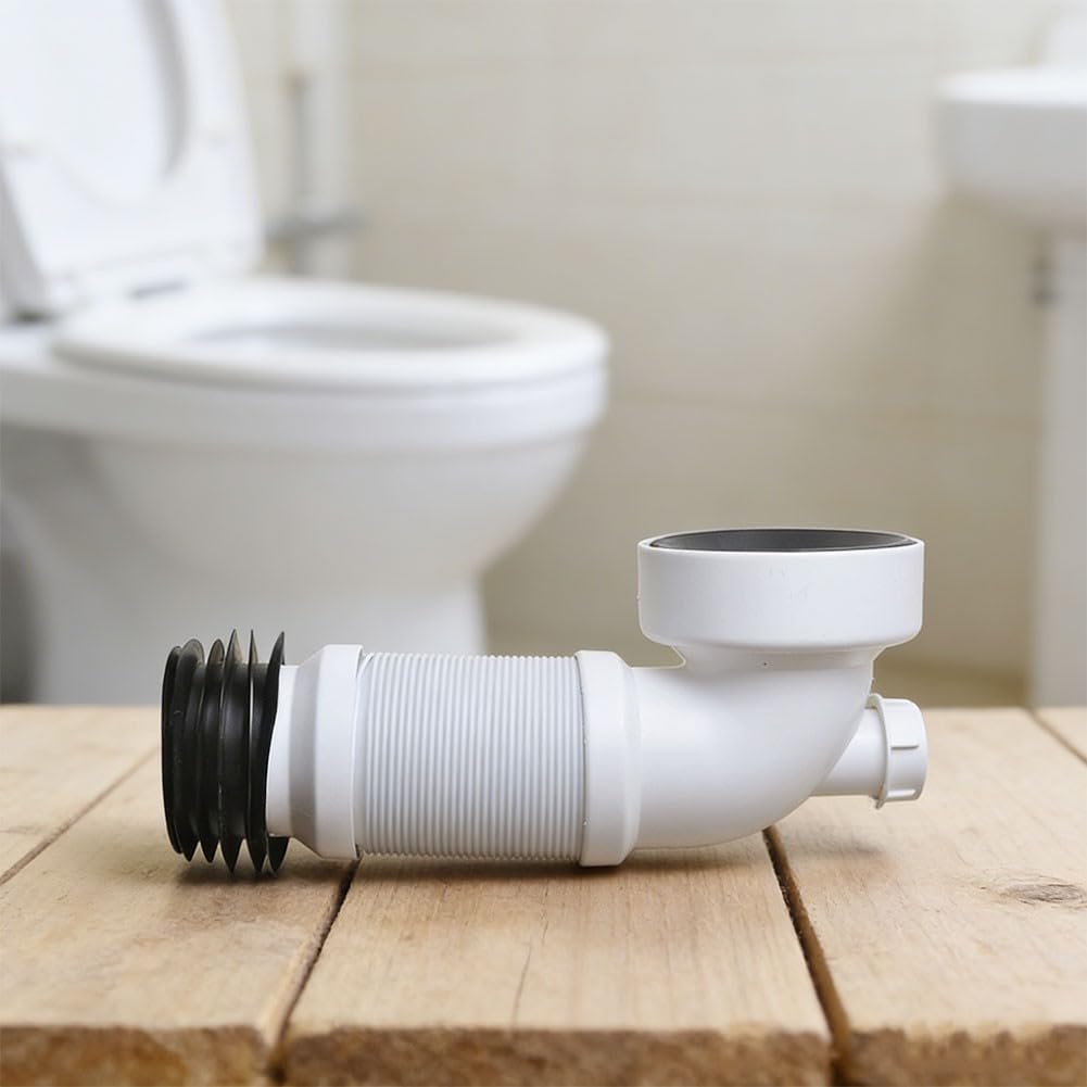 Connettore di scarico in PVC per presa WC da 110 mm con supporto integrato in filo di acciaio e flessibilità di allineamento per collegamenti del tubo del suolo del Regno Unito