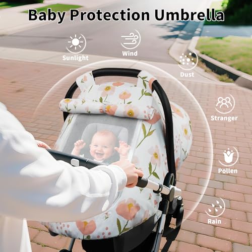 Image of Elstey Car Seat Cover Baby Boys & Girls, 3D Minky Dot Infant Carseat Canopy