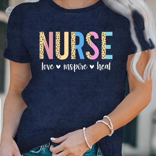LBP Womens Nurse Shirt Nurse Leopard Print Tshirt Love Inspired Healing Top2