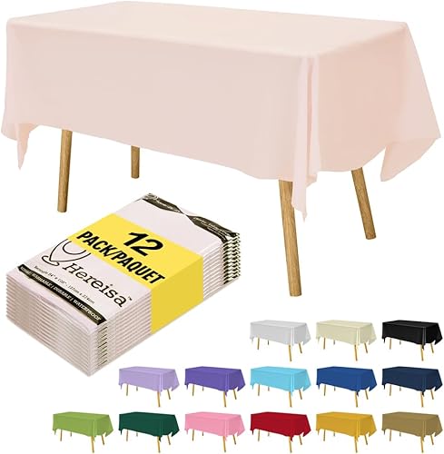 Miniatura 78 de Mantel desechable de alta calidad, paquete de 12, manteles de 54 x 108 pulgadas para fiestas, manteles decorativos para mesas rectangulares, mantel