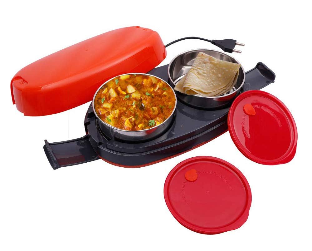 Orbit Hott-2, Electric Lunch Box with 2 Containers of 370ml Each, Made in India (Orange)