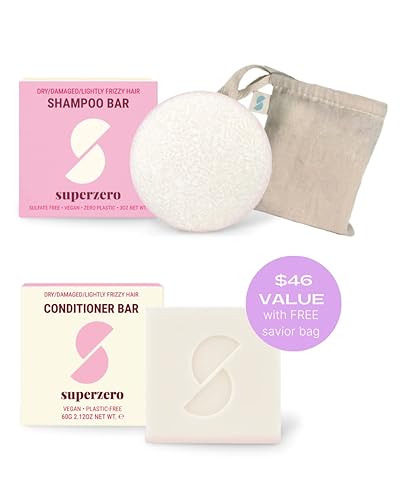 superzero Juego de barra de champú hidratante y acondicionador para cabello encrespado seco dañado y tratado con color nutre y fortalece suaviza el