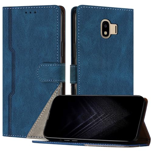 Netany Funda para Samsung Galaxy J4 2018, Funda Libro de Cuero con Ranura Cierre Magnético Soporte Plegable Carcasa Protectora (Azul)