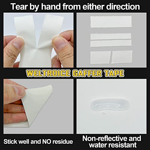 Image of Gaffer Tape Black 2 Rolls, Heavy Duty, Matte Non-Reflective Pro Gaffing Gаff Tape, Multipurpose, Hand Tear, Residue Free Cloth Tape for Cable, Stage, Photography 2 Inch x 30 Yards * 2