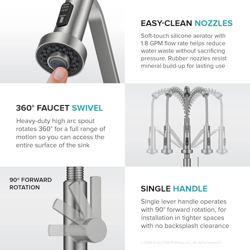 Image of KRAUS Oletto Commercial Style 2-Function Single Handle Pull Down Kitchen Faucet in Matte Black, KPF-2643MB