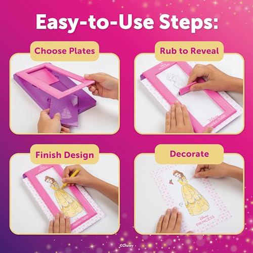 Image of Fashion Plates Disney Princess - Mix-and-Match Drawing Kit, Arts and Crafts, Coloring, Art Supplies, Craft Supplies, Stencils, Crayons Included, Create Your Own Designs, Ages 6+