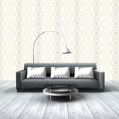 Image of Wallpaper Self Adhesive Wall Covering Elegant Gold Diamond Lattice (41cm x 244cm)