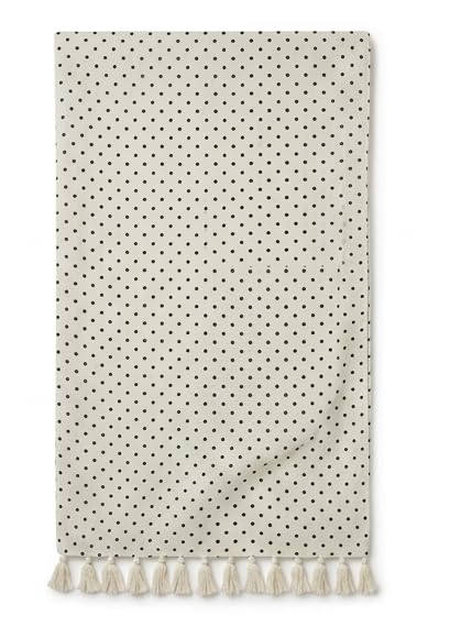 Cotton Polka Dot stole with Tassel Fringe, Cream and Black, Lightweight, 175 x 75cm-picture-24
