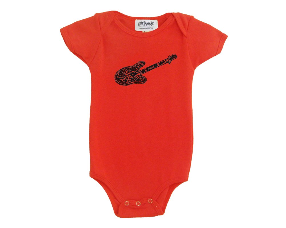 Guitar Organic Baby Bodysuit 6-12 months Pomegranate