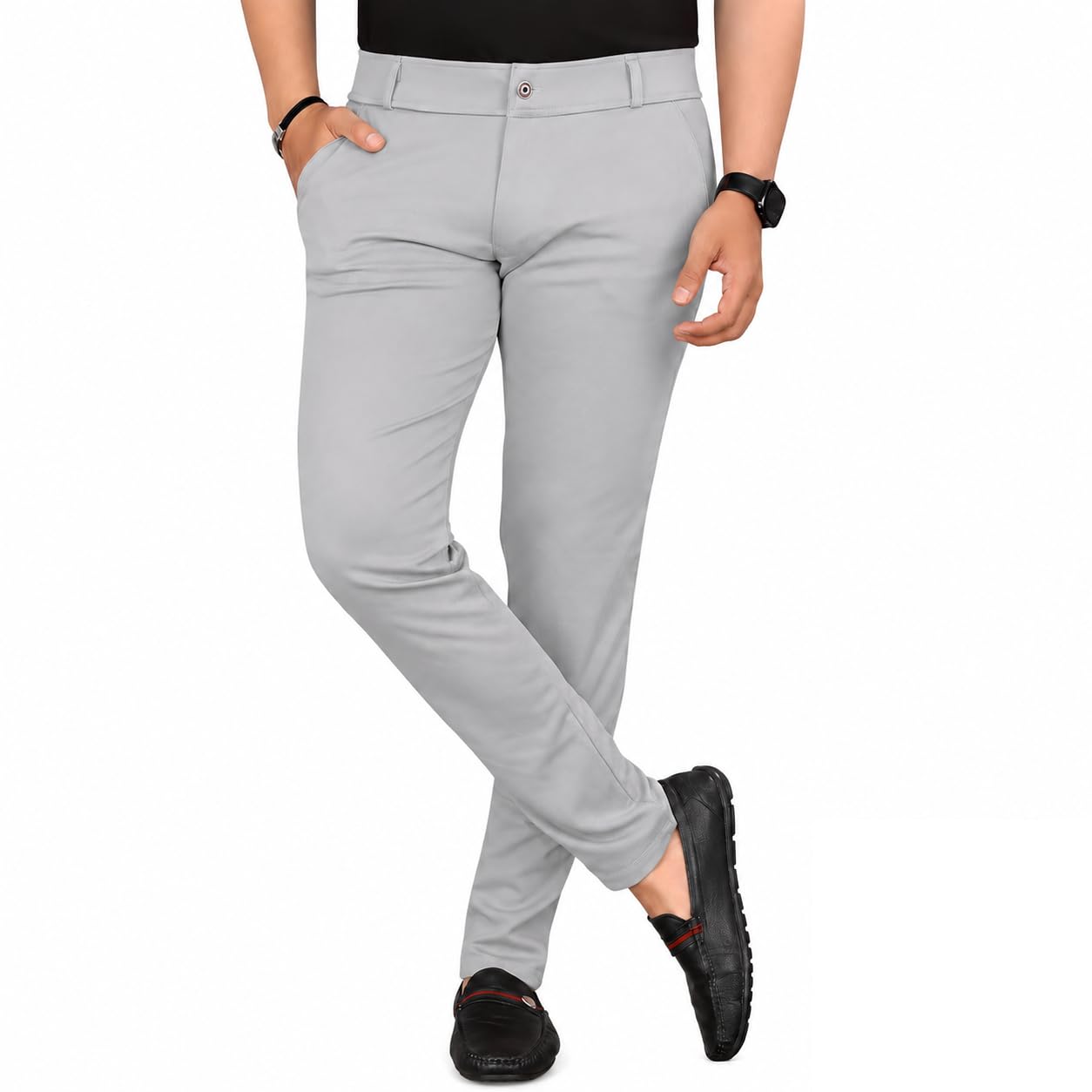 Men's Regular Fit Casual Chino Trouser, Lycra Blend Everyday Wear Pants, usefull for Winter Night Pant-image-31