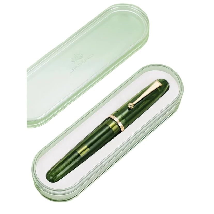Stylo plume en résine vert olive avec convertisseur et pointe 0,7 mm