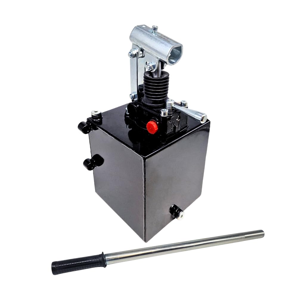 Hydraulische Doppeltwirkende Handpumpe 45cc für doppeltwirkenden Zylinder Montiert mit einem Tank 600mm Handhebel enthalten (5 Liter/ohne Überdruckventil)