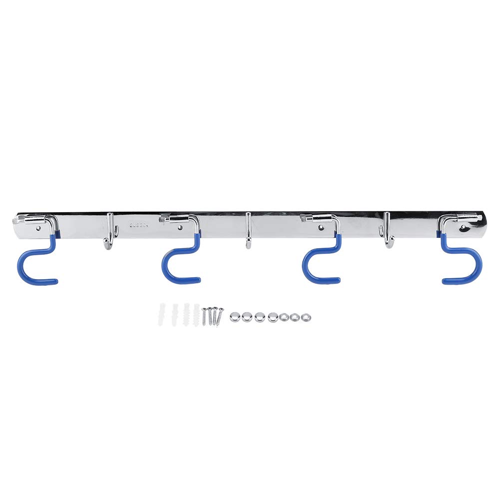 Porta scopa a parete con supporto per scopa in acciaio inossidabile 304 (4 ganci per scopa + 3 ganci piccoli)
