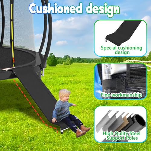 Deomod Trampoline Slide, 10FT 12FT 14FT 15FT 16FT Trampoline Universal Slides, Trampoline Accessories with Cushioning Effect, Suitable for Children to Climb Up and Slide Down, Safety Slide (Silver)