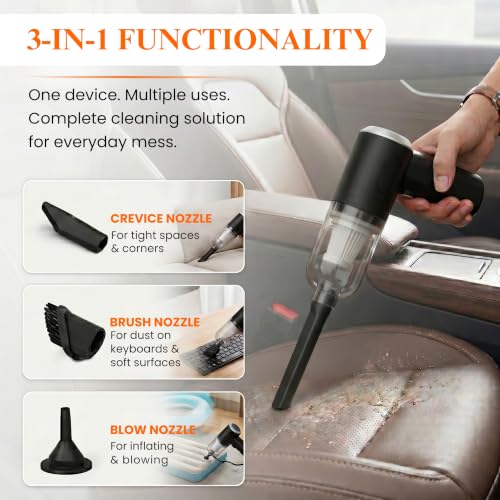 Image of DDN R Car Vacuum Cleaner 3 in 1 with 3 Attachments & Blower car Vaccine Cleaner Vacuum Cleaner for car use