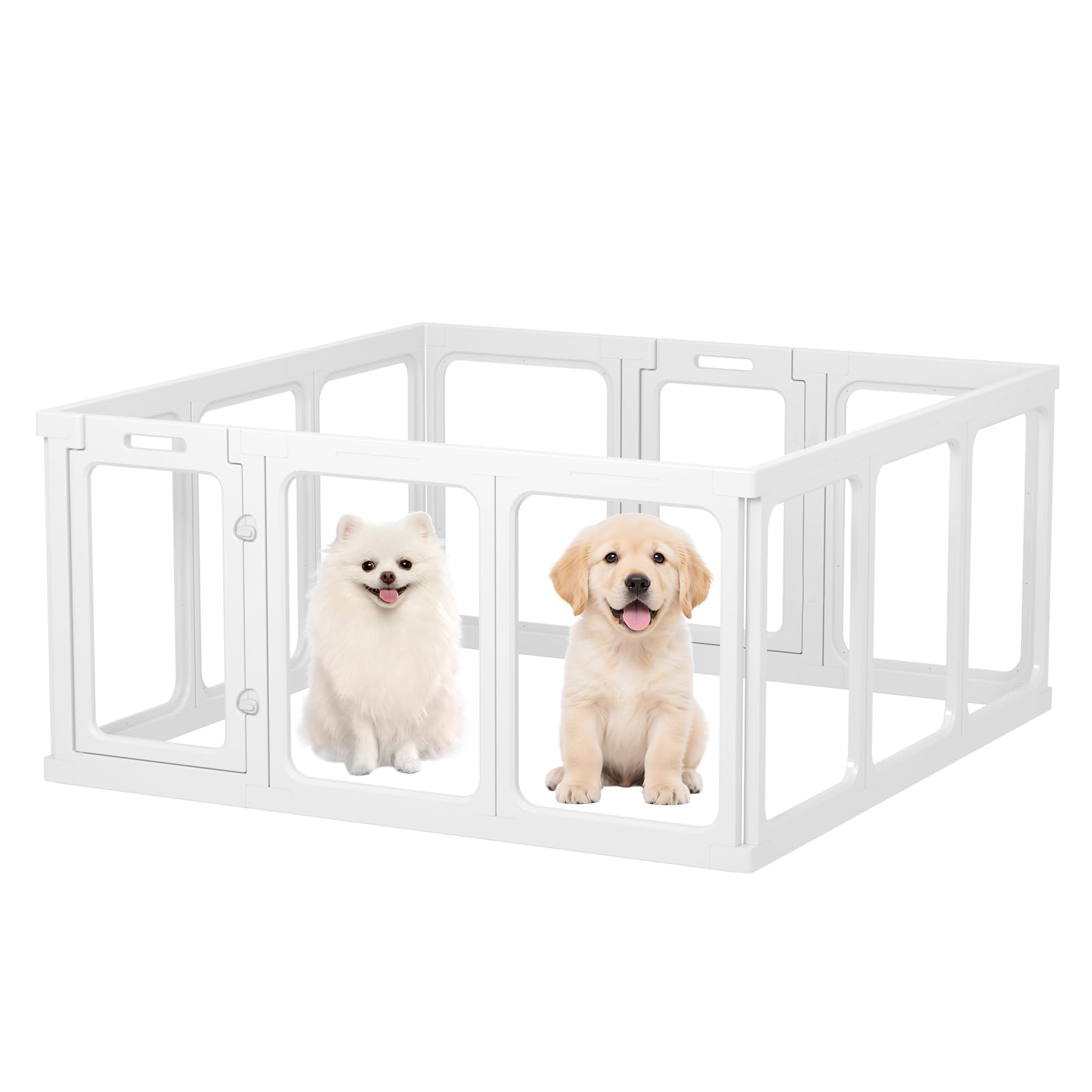 Gardner Pet Recinto para Perros en Acrílico Transparente, Corral Antirayaduras y Antideslizante, Parque Modular para Cachorros, Gatos y Conejos, Fácil de Limpiar y Expandible-12 Piezas- Blanco