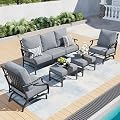 SUNSHINE VALLEY 5-Piece Metal Wrought Iron Outdoor Conversation Set, 7 Seats