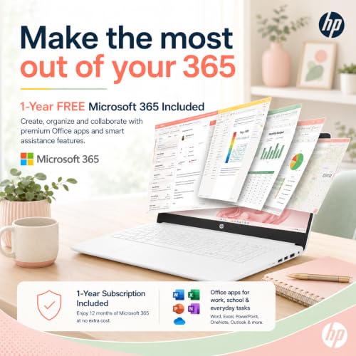 Image of HP Ultrabook Laptop, Microsoft 365 1-Year, 4GB RAM, Intel Core, No Mouse