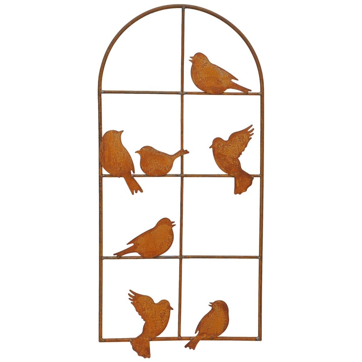 Vintage Deko Fensterrahmen rost mit Vögel Eisen für Outdoor - Dekorativer Wand- und Gartenschmuck 36 x 77 cm - Wetterfeste Landhausstil Fenster für Garten Balkon Wohnzimmer für innen & draußen