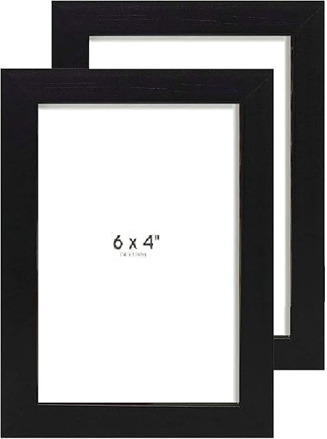 2 Pack Picture Photo Frames, 6x4, Desktop, Portrait and Landscape, Glass Pane, Wall Mount Compatible, by Zen Creations