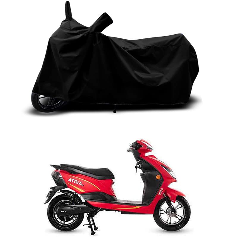 Image of 100% Scratchproof /UV-Rays /Heat Protection /Birds Dropping /Water Resistant /Dust Proof /Waterproof /Full Bike Scooty Two Wheeler Body Cover Compatible for Electric Atria LX All Varients[Black]