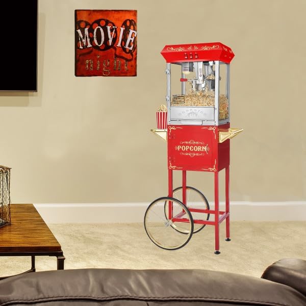 Image showing included accessories: popcorn bags, plastic cups, measuring cups, a scoop, and the instruction manual.