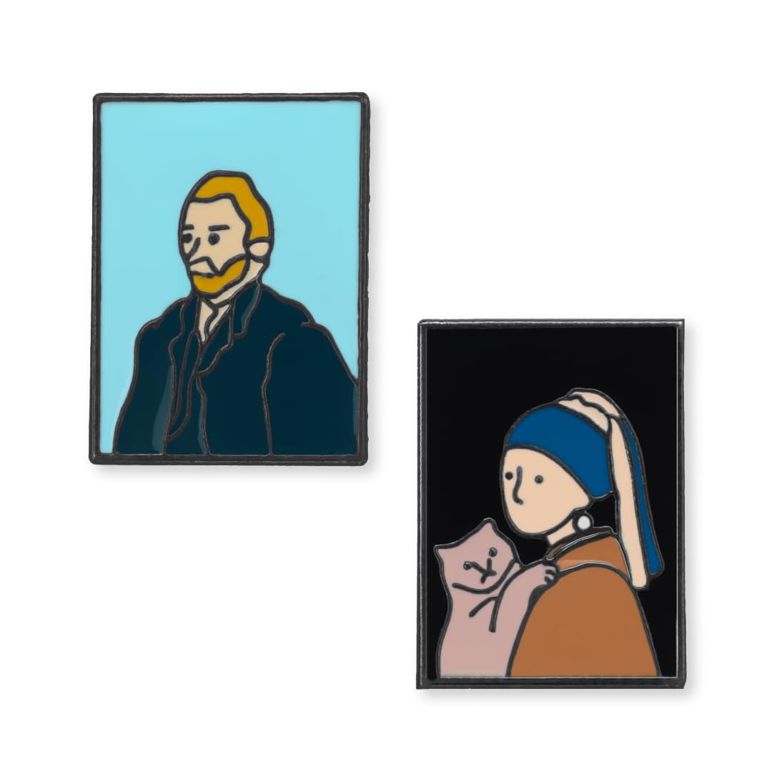 Iconic Portraits Enamel Pins - Set of 2 Multi-colour Metal Enamel Pins for Men & Women