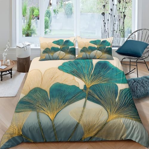 Parure de lit ginkgo effet 3D en microfibre premium résistante et confortable