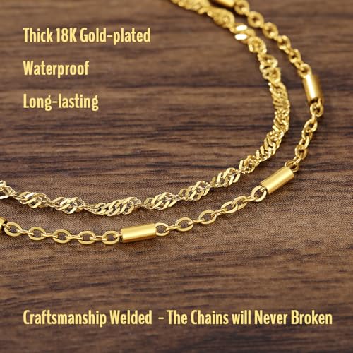 SAM & LORI 2-Layer Trendy Dainty Gold Bracelets for Women-Waterproof-Adjustable Minimalist Summer Stack Non Tarnish4