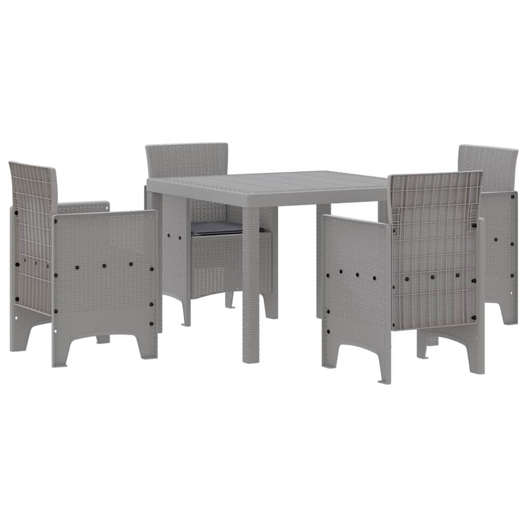 vidaXL Set da Pranzo per Giardino 5 PCS Grigio Chiaro Rattan Polt, Set da Pranzo all'aperto, arredo Giardino Moderno, Leggero per TACE, Tavolo Robusto per riunioni estive
