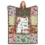Picture of LodiSFOA Cardinal Lightweight Microfiber Plush Throw Blanket Air Conditioner for Couch Bed Sofa Travel All Seasons (Red Cardinal, 50" x40")