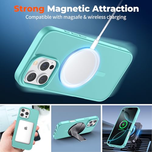 Protection iPhone 16 Pro zapica bleu vert pour éviter les rayures avec aimant MagSafe puissant