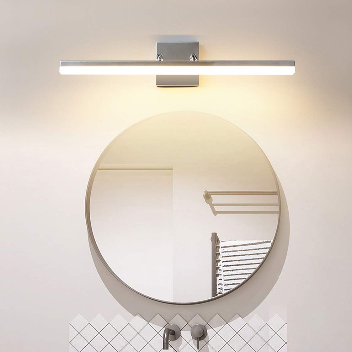 Luz espejo baño, luz espejo LED, luz pared retráctil sobre espejo, impermeable, acero inoxidable y acrílico, iluminación maquillaje giratoria, luces imagen para cocina, blanco neutro 4000K