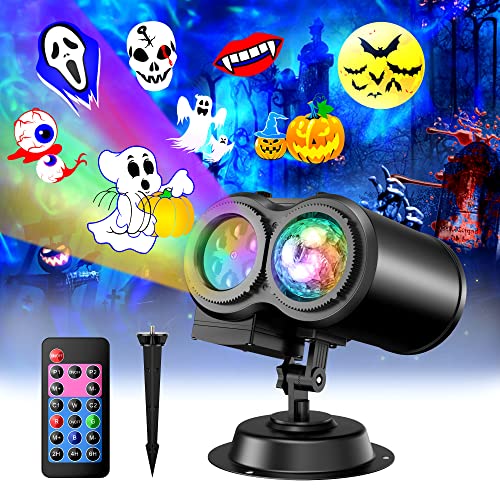 Holiday Projector Lights Outdoor, Halloween Lights With Remote, 30 Hd Slideshows (3D Ocean Wave & Patterns) For Alloween Christmas Valentines Holiday Birthday Party Landscape Decorations #TOP1