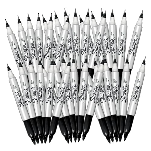 Stylos double face Sharpie à double pointe fine et ultra fine noire (Pack de 36)