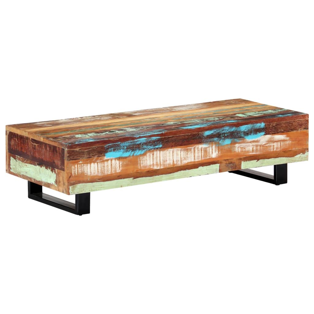 Table basse en bois massif recyclé et acier au design noble