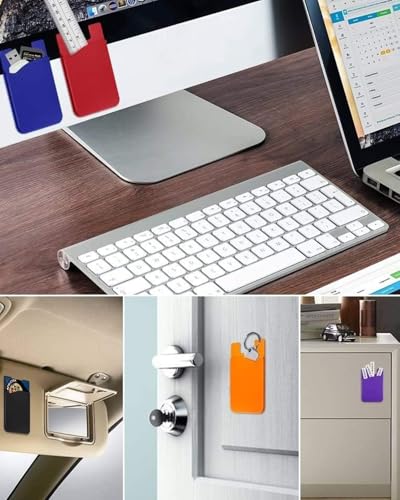 Image of 5Pc Silicone Card Holder for Phone Case, Stick On Wallet for iPhone
