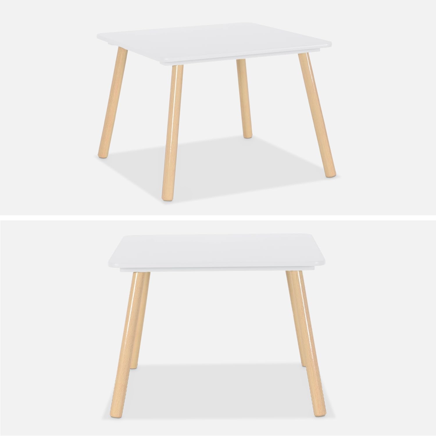 sweeek - Table carrée Enfant avec 2 chaises. Pieds en pin. Blanc