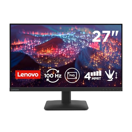 Lenovo L27-4e - Monitor FHD 27' (IPS, HDMI 1.4 - VGA, 16:9, Tasa de Refresco 100 Hz, Tiempo de Respuesta 4ms, 99% sRGB, Montaje VESA 100 mm, Soporte Inclinable) Negro